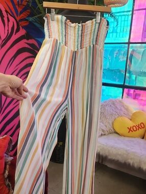 Striped Smocked-Waist Wide Leg Pants - Multi